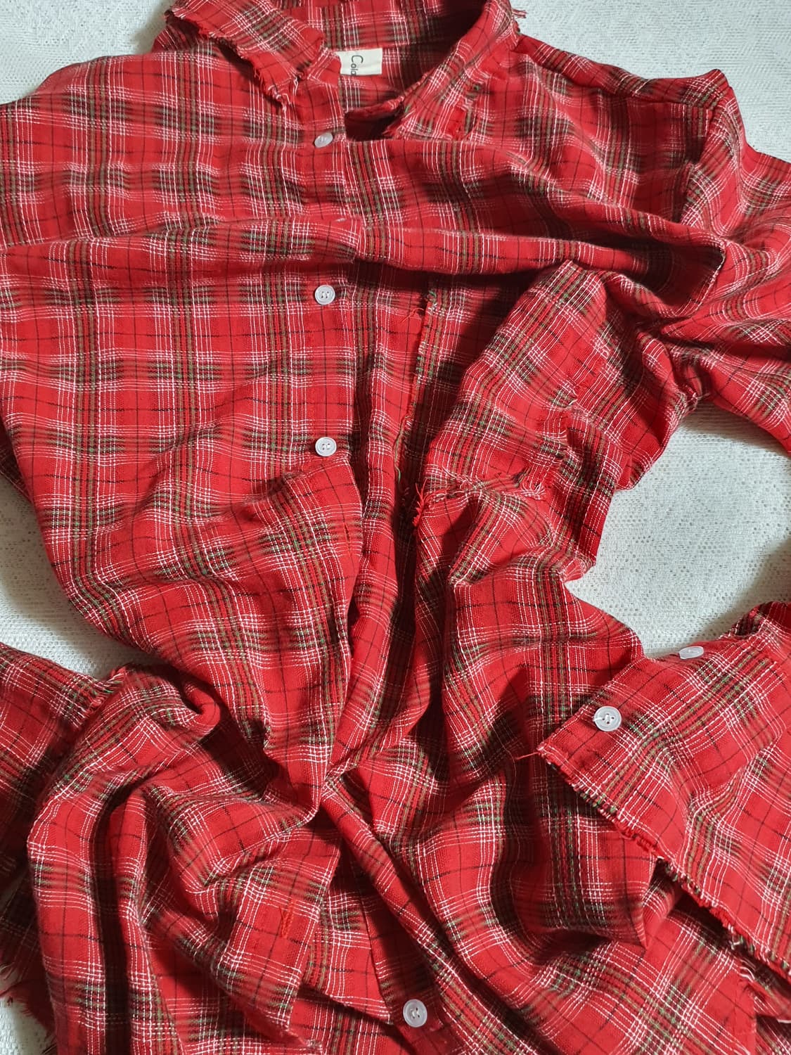 [빈티지] 크리스마스 레드그린 체크 롱 남방 셔츠 상품이미지6