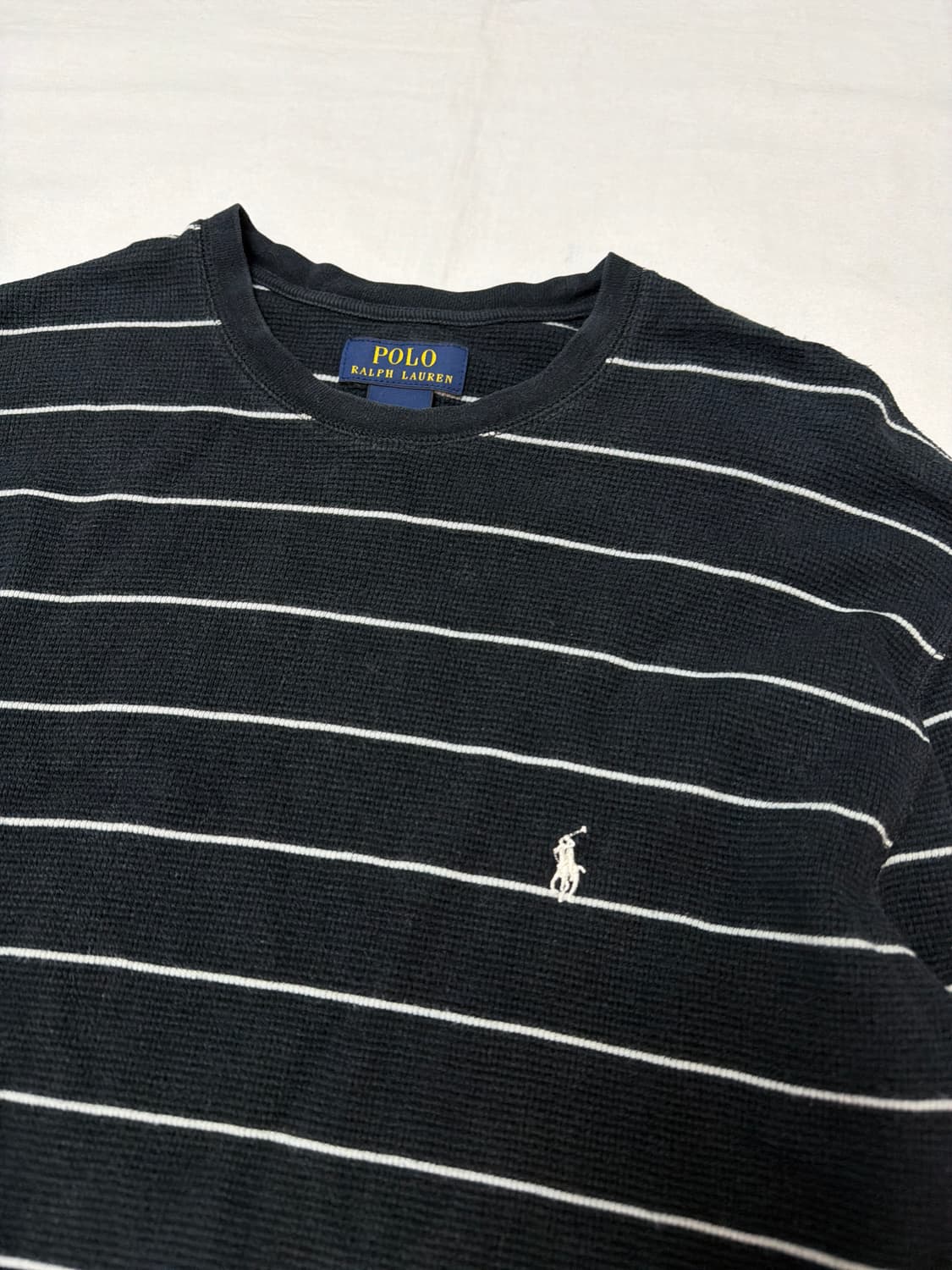 희귀) 폴로 랄프로렌 스트라이프 와플 써멀 롱슬리브 블랙 상품이미지2