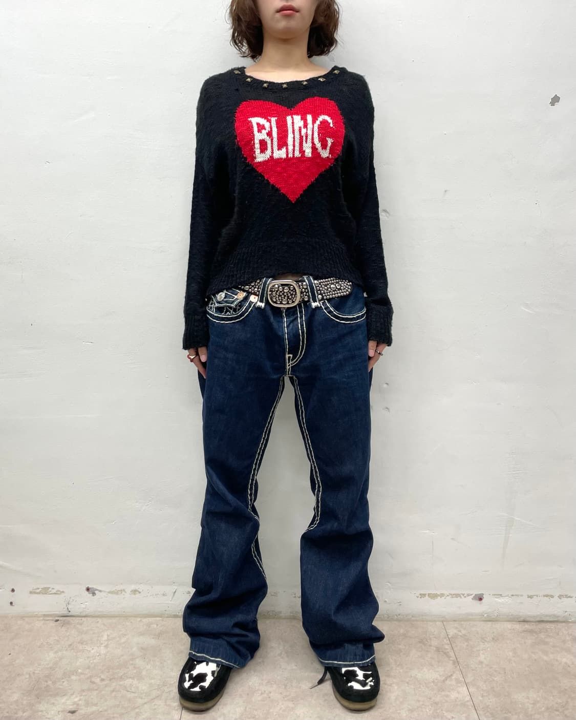Studded bling heart black knitwear  상품이미지4