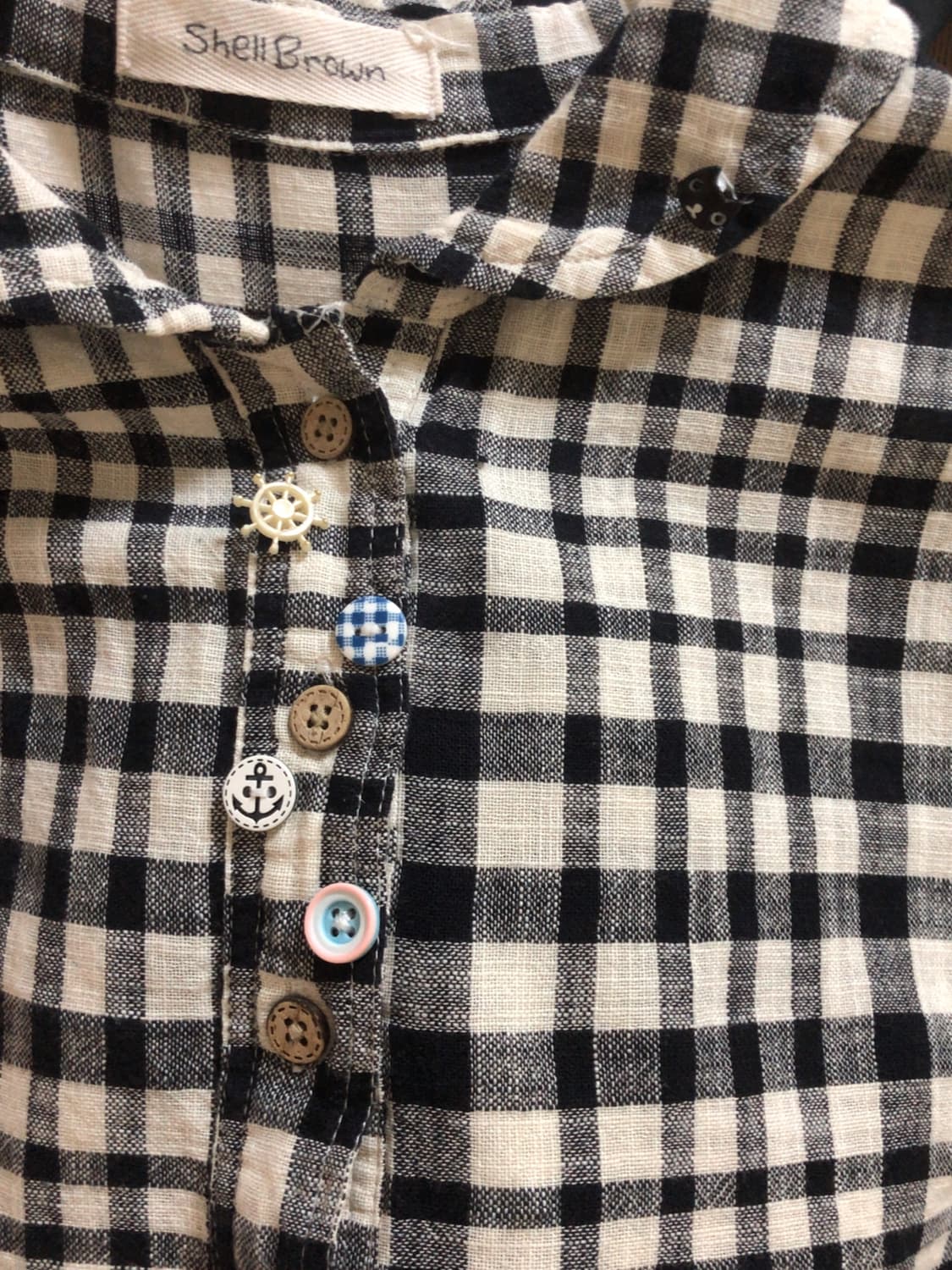 빈티지 단추 포인트 체크 셔츠 원피스 상품이미지3