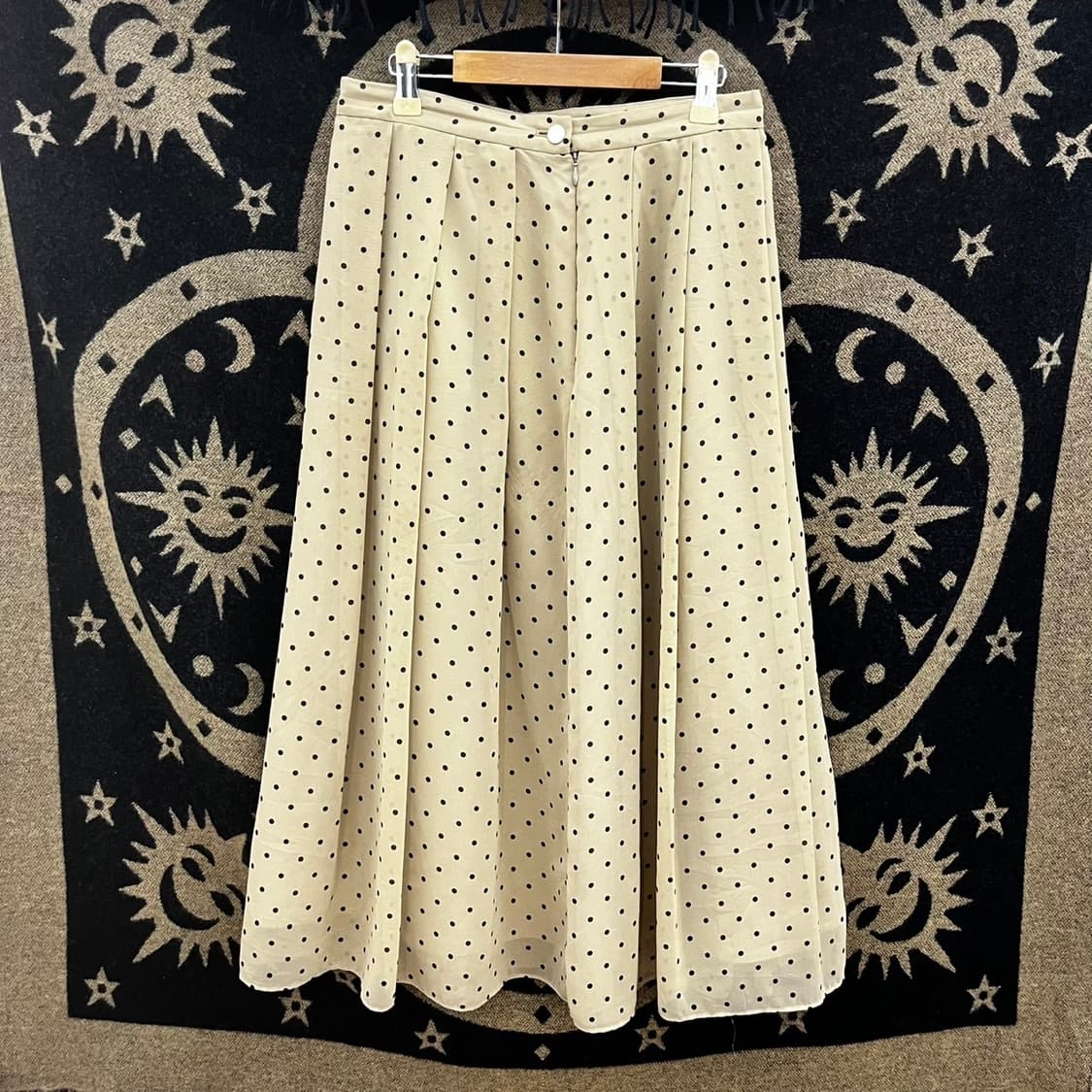 빈티지 레트로 Y2K 시어 땡땡이 도트 핀턱 플레어 롱스커트 K0062 상품이미지3