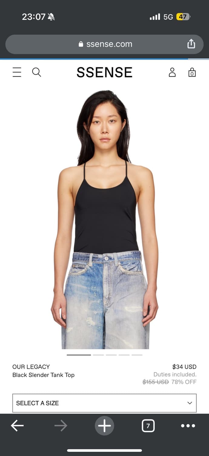 아워레가시 Slender Tank 탑 블랙 테크 저지   상품이미지1