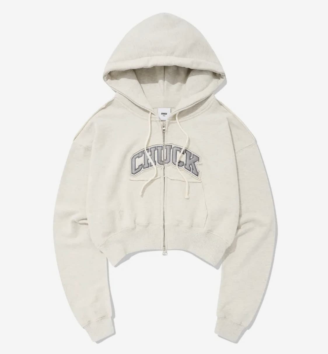 척 데미지 크롭 후드집업 (오트밀) 상품이미지1