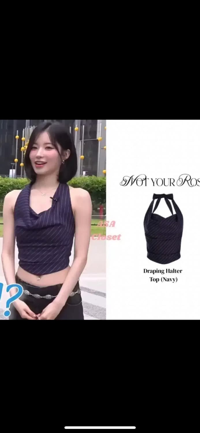 낫유어로즈 드레이핑 홀터탑 네이비 상품이미지3