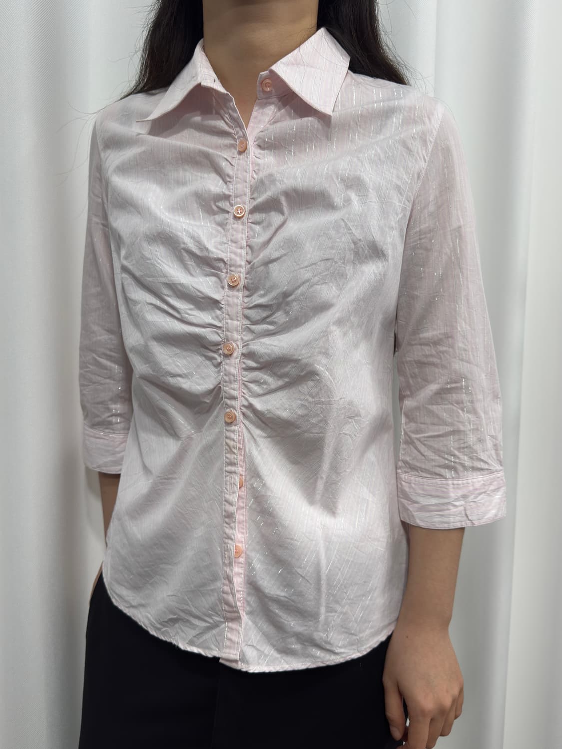 pink shirring glitter shirt 상품이미지2