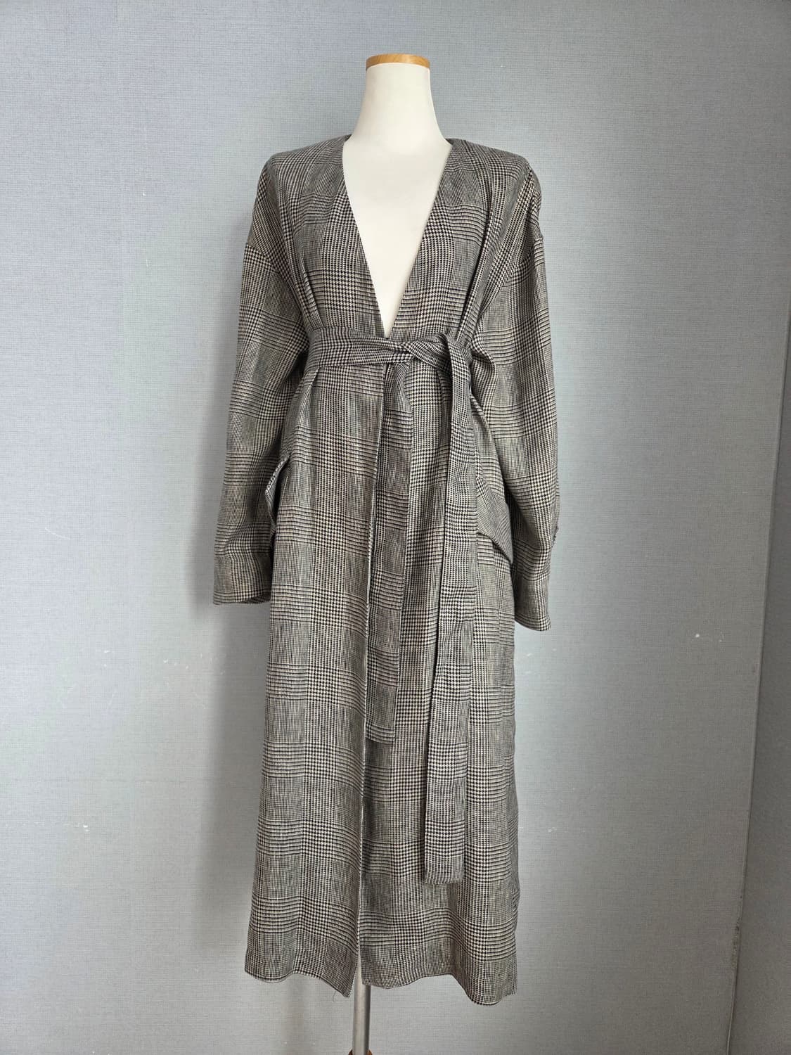 베네통 마 체크 롱코트 상품이미지1