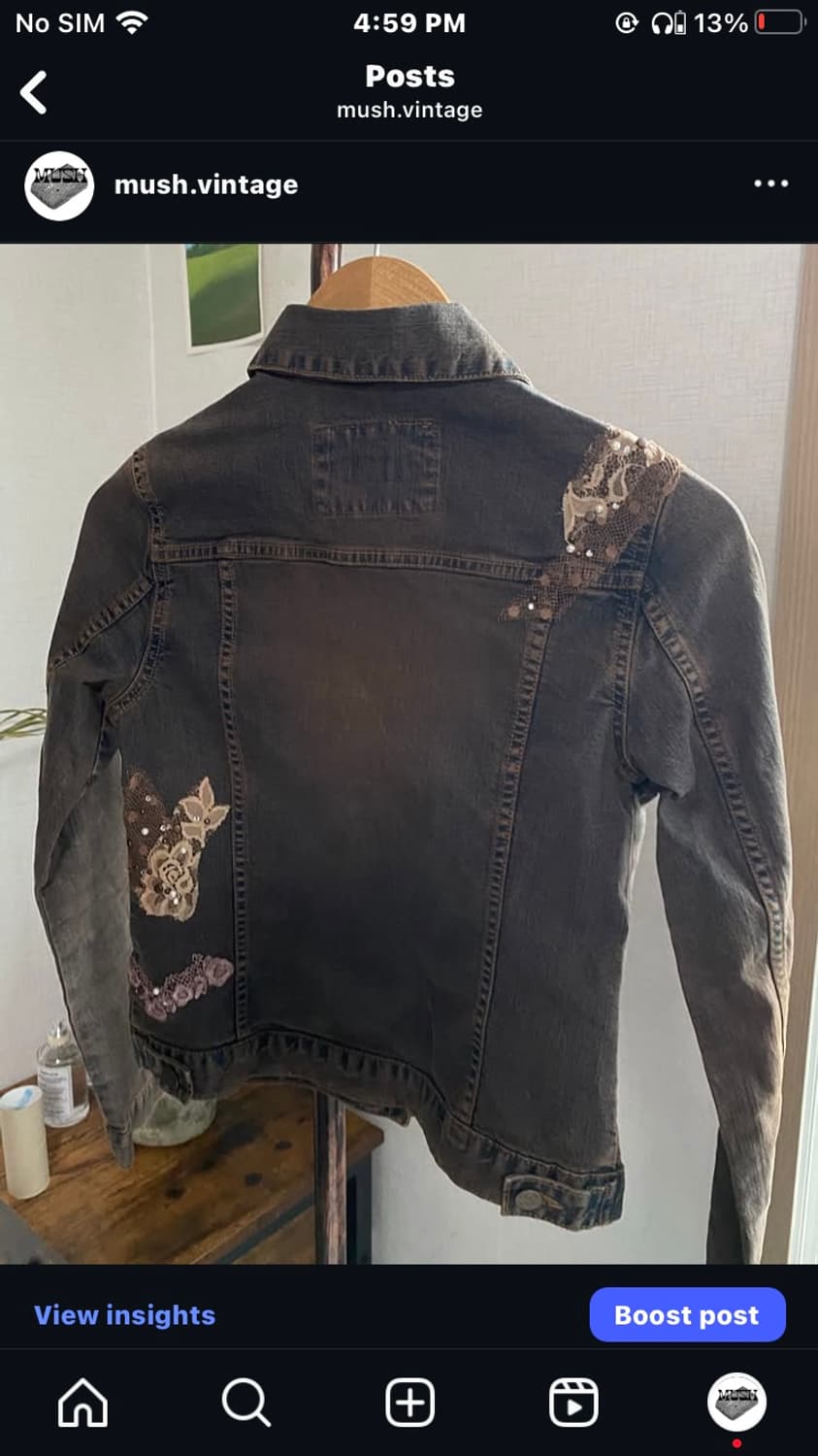 플라워 레이스 패치 데님 재킷 상품이미지3