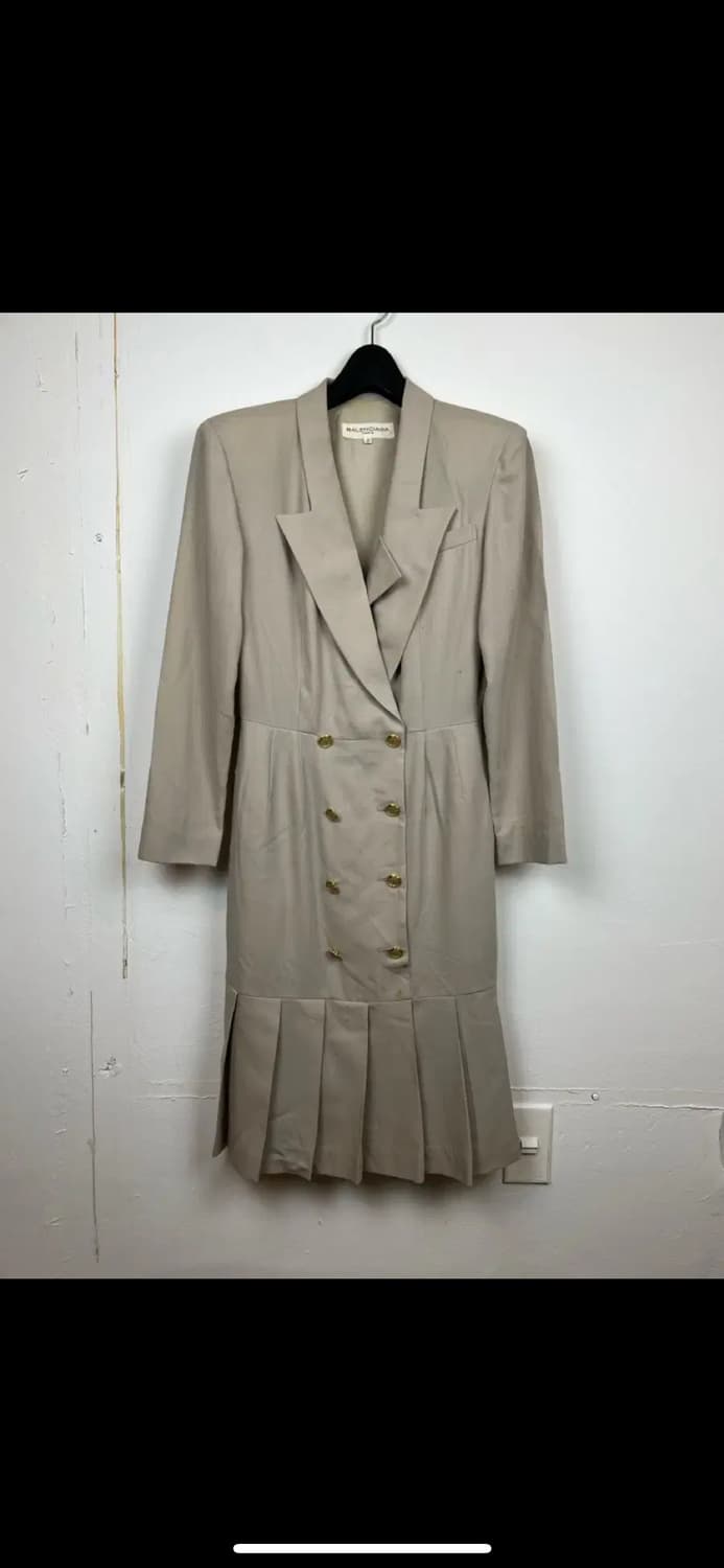 L008 발렌시아가 80-90s 더블 브레스트 플리츠 원피스 W-M 상품이미지1