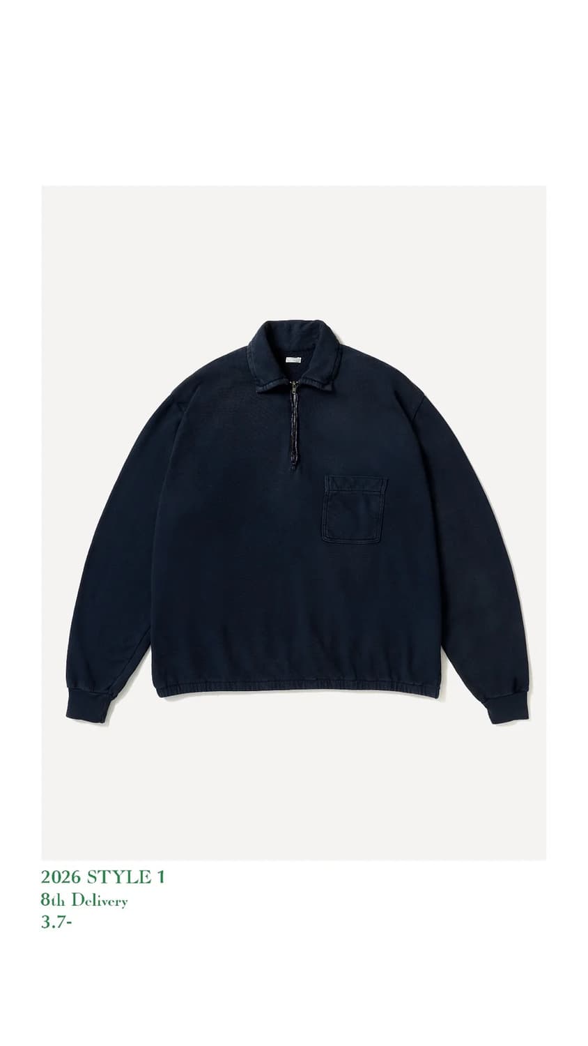 [3] 아프레쎄 라이트웨이트 하프집 스웻 네이비 상품이미지1