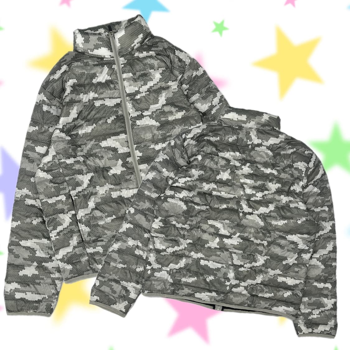 재팬 그레이 & 화이트 밀리터리 구스 경량패딩 캠퍼 스트릿   상품이미지1