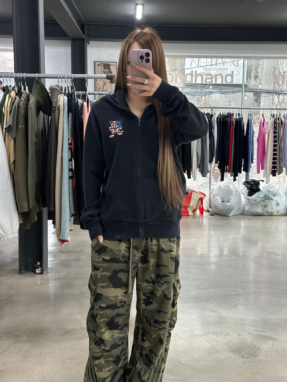 히스테릭글래머 스타성조기 퍽베어 후드집업 상품이미지3