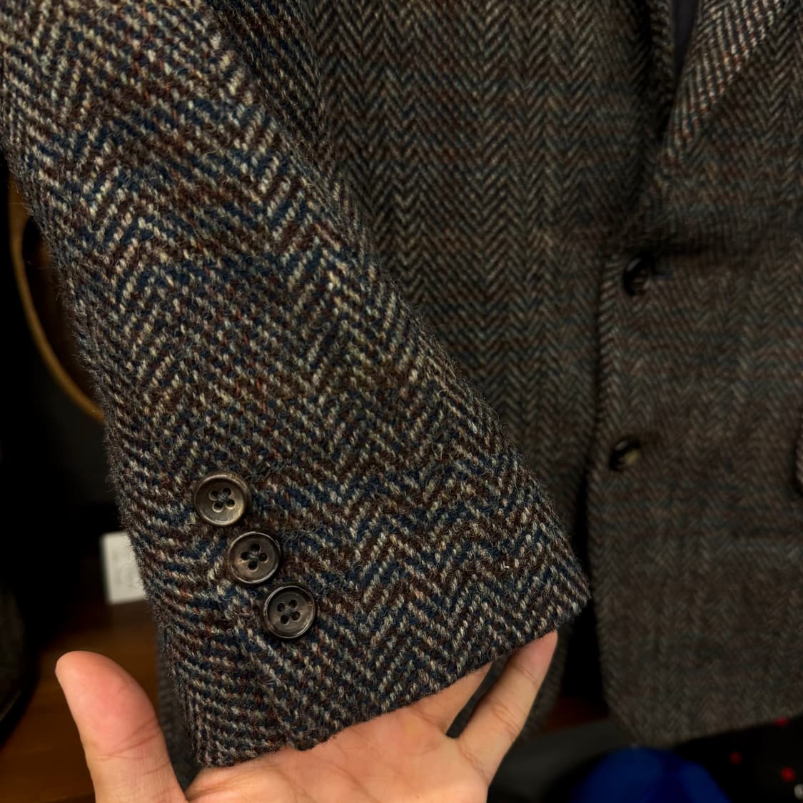 90s 꼼데 가르송 옴므 헤링본 패턴 울 스포츠 코트 테일러 블레이져 상품이미지5