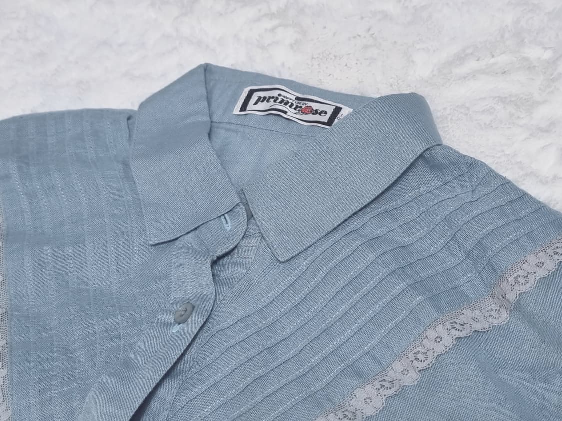 일본 빈티지 브랜드 하늘색 레이스 블라우스 셔츠 반발 일브 모리 상품이미지7