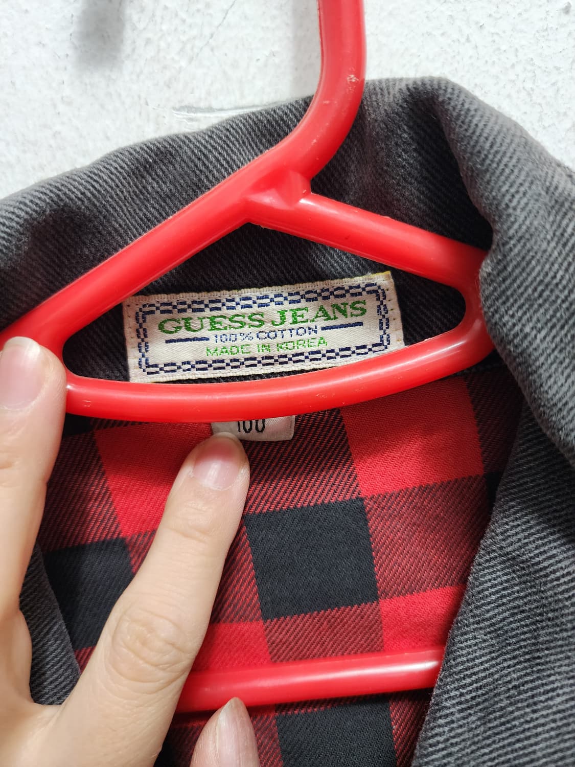 90s 게스 데님 체크안감 흑청자켓 상품이미지8