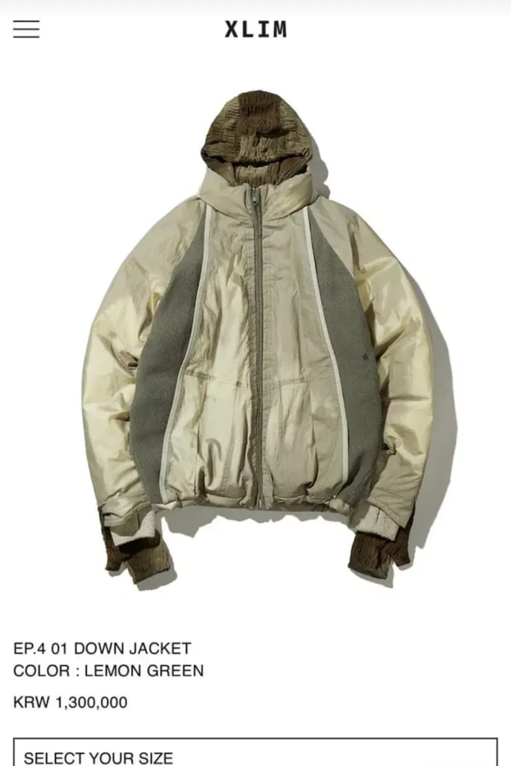 xlim 엑슬림 ep.4 down jacket 패딩 레몬 상품이미지2