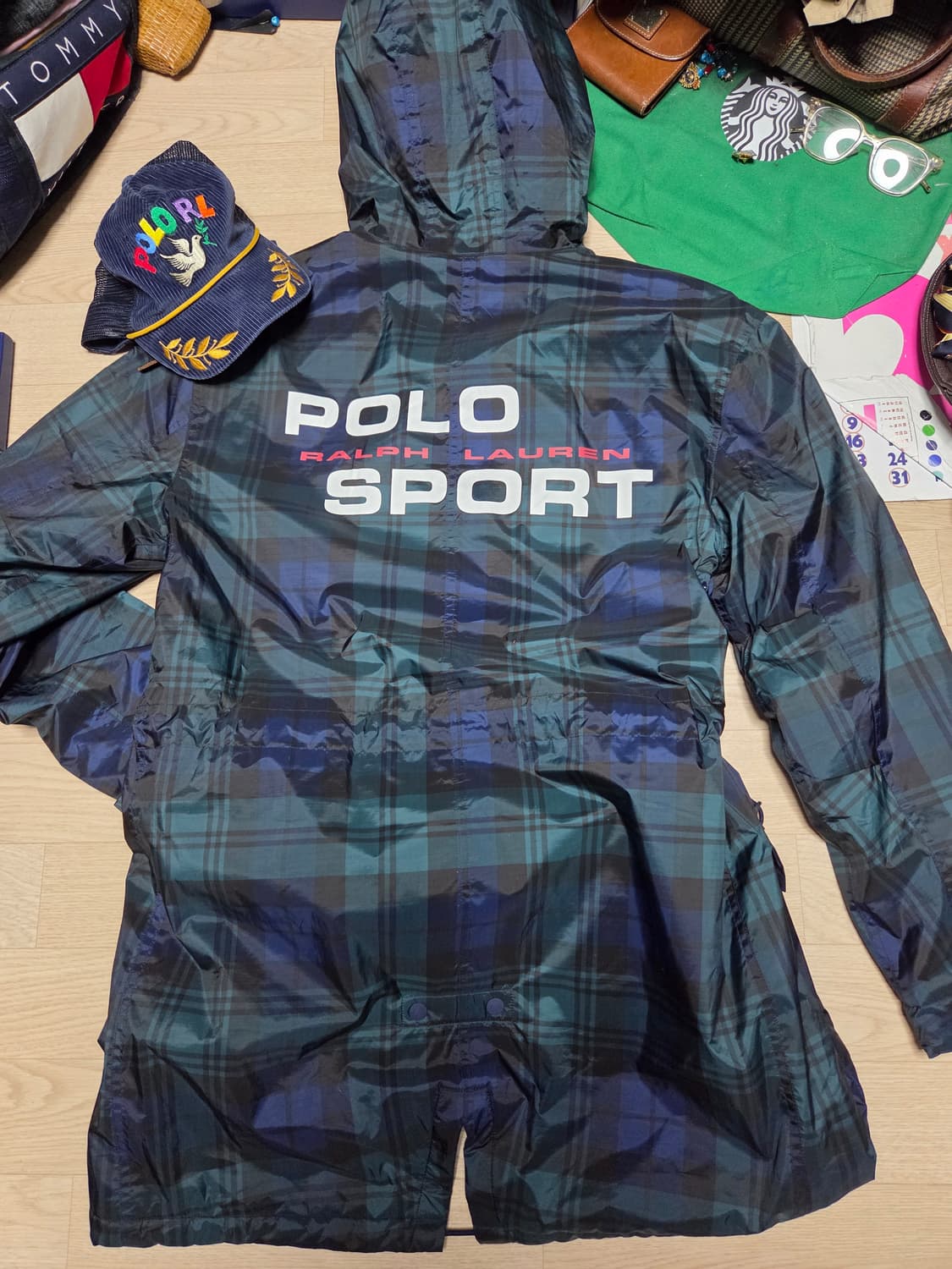 (새상품)POLO SPORT 체크 코트 코치 자켓 점퍼 성조기 상품이미지2