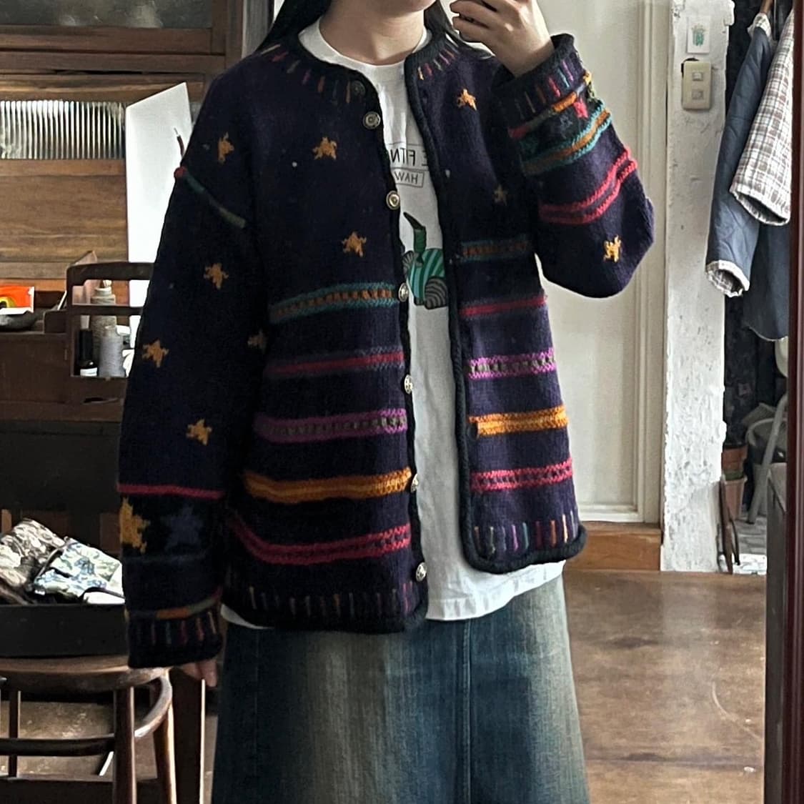 made in nepal  🌌 밤하늘의 별 가디건 상품이미지9