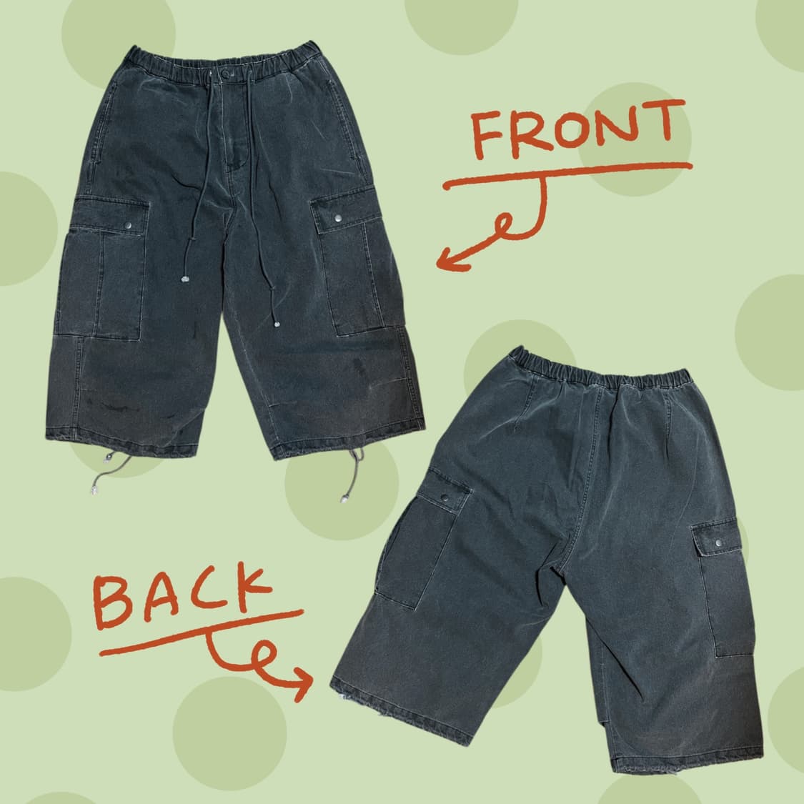 흑청 데님 와이드 카고팬츠 상품이미지2