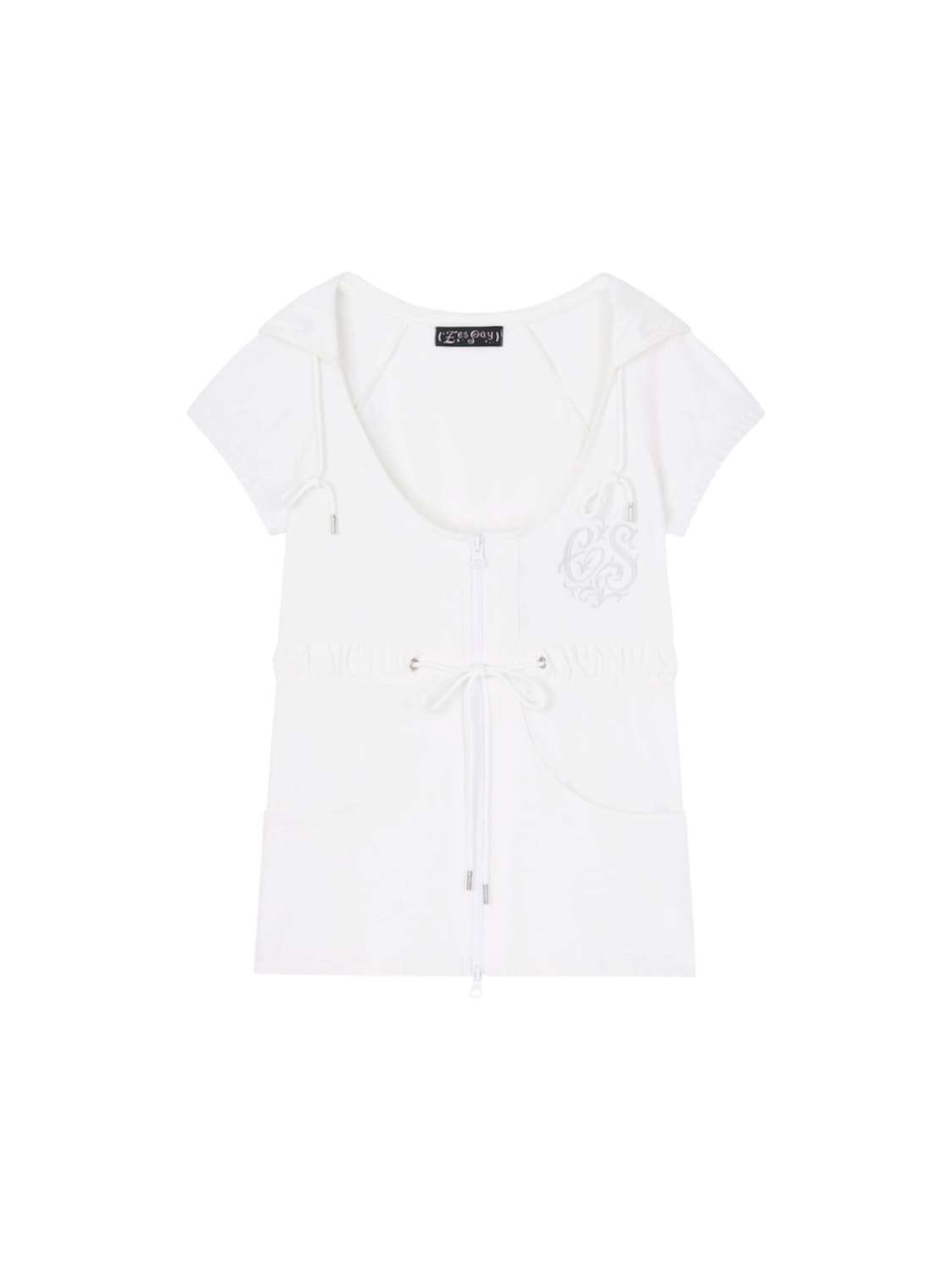 eessay BEL ZIP-UP HOODIE - WHITE 상품이미지1