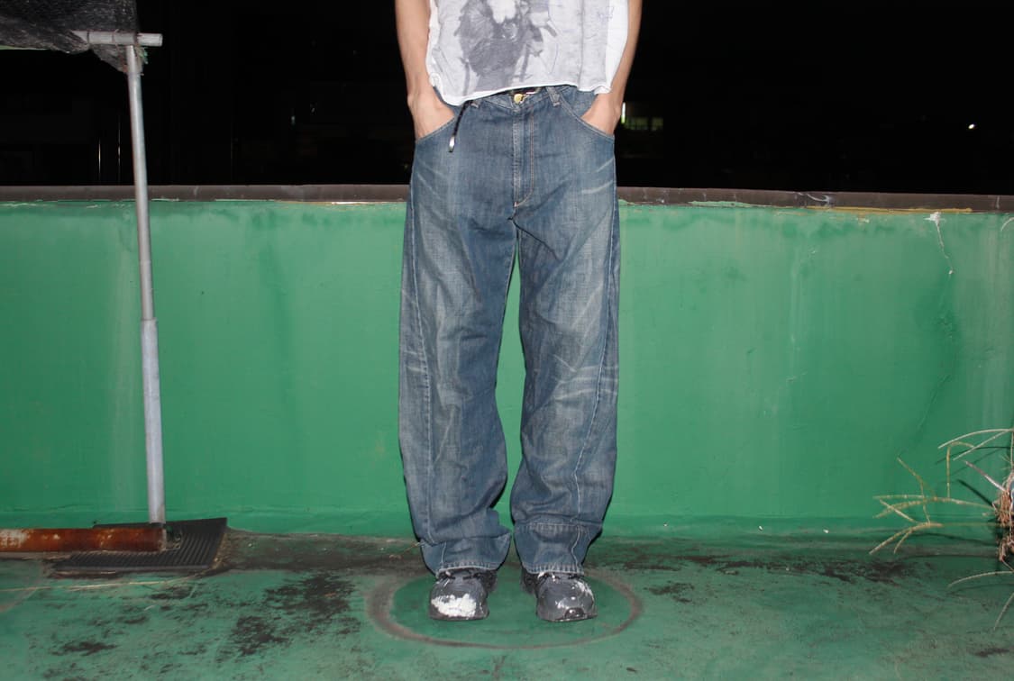 Slanted Hem Washing Denim Pants 상품이미지1