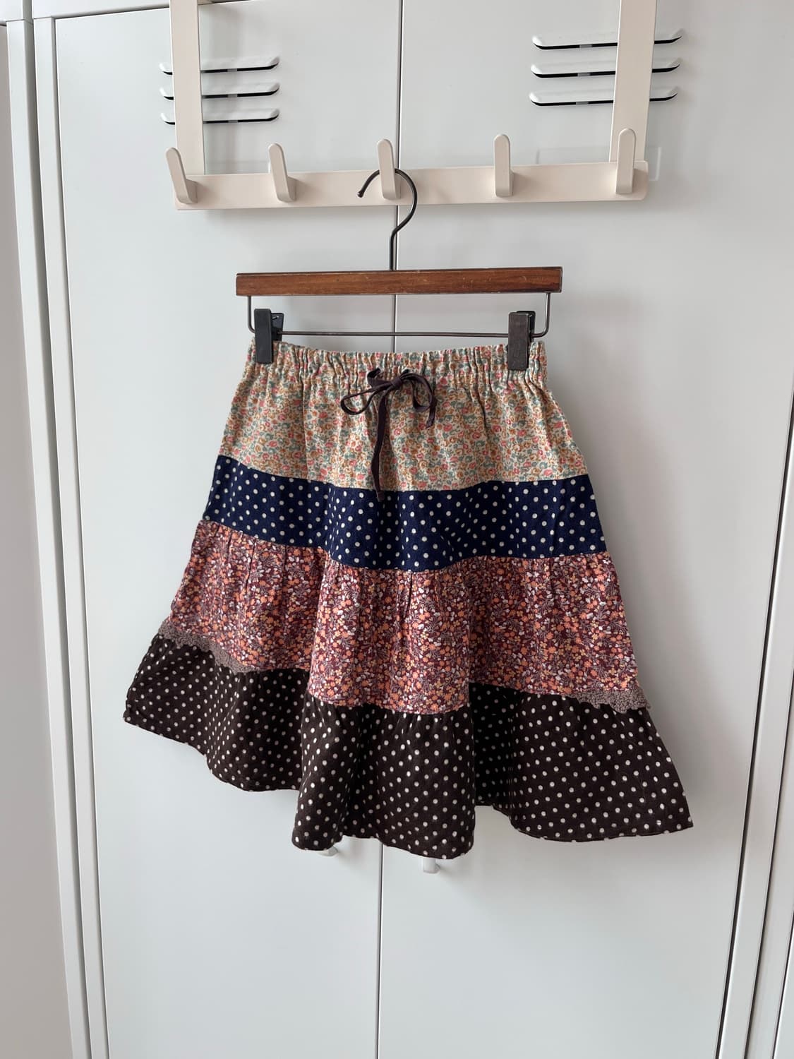 Papp 잔꽃 도트 패치워크 플레어 스커트 상품이미지1