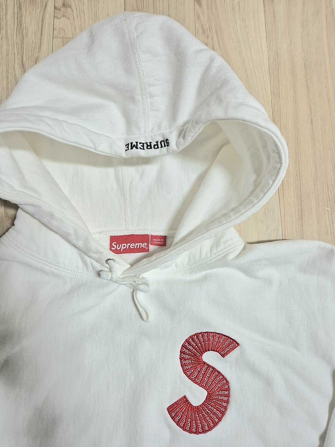 슈프림 S로고 화이트 후드티 XL 상품이미지4