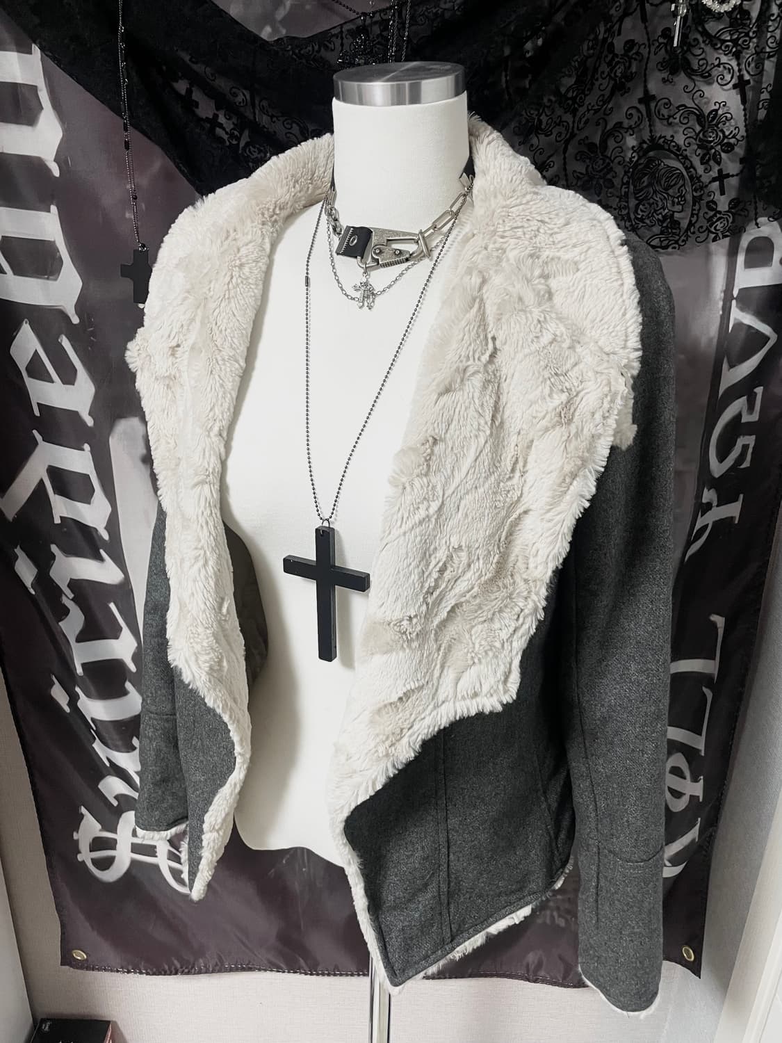 00s 핀터레스트 빈티지오네갸루드레이프퍼무스탕자켓 그런지페어리리즈리사마즈 상품이미지4