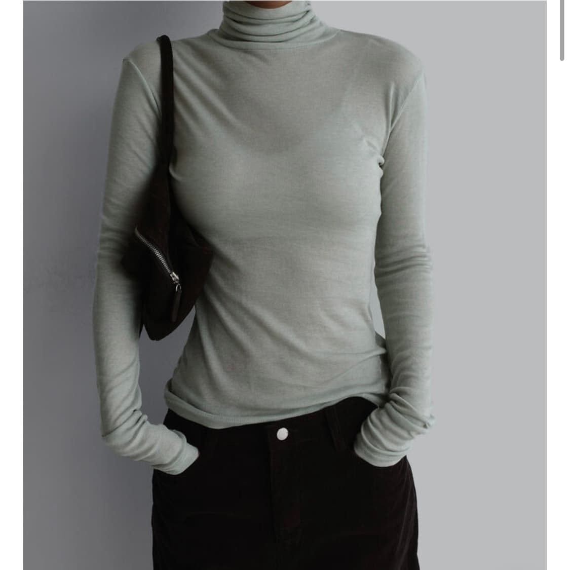 라룸 소프트 울 폴라 티셔츠 민트 상품이미지1