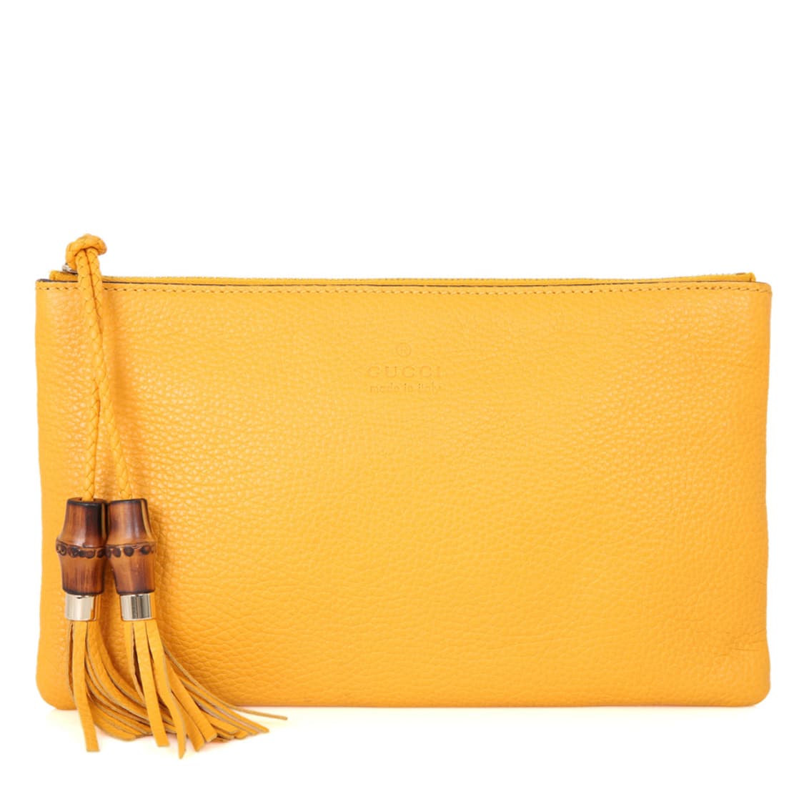 구찌 뱀부 테슬 클러치 지퍼 파우치 376854 옐로우 상품이미지1