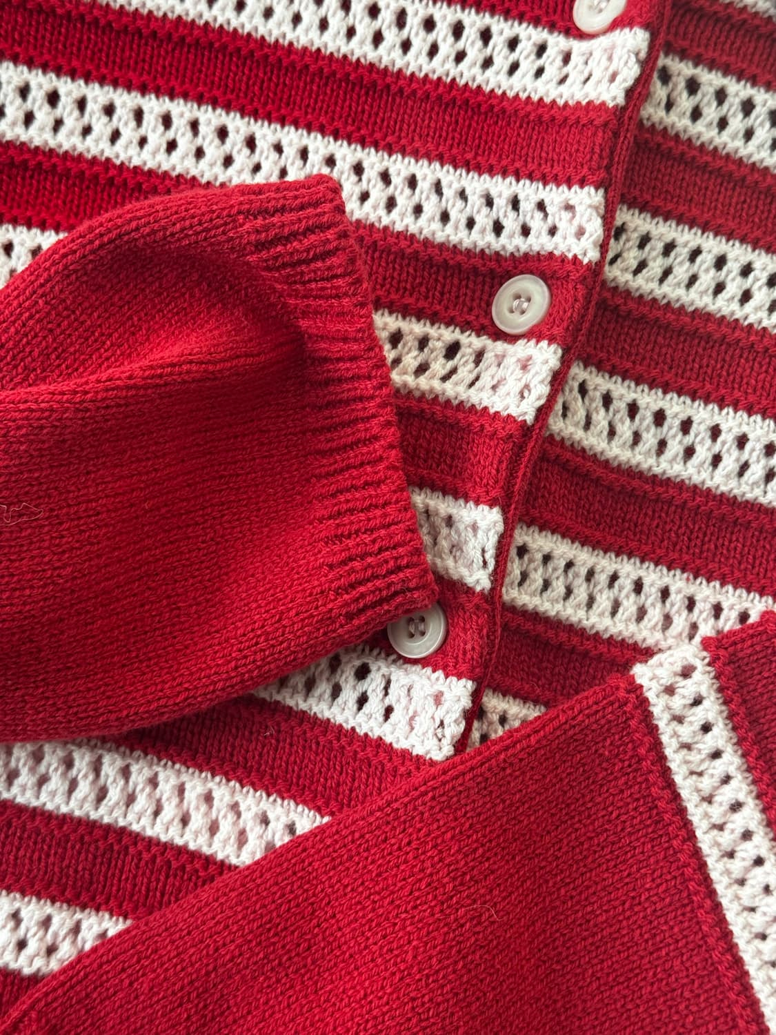 시눈 가디건 Stripe Collar Cardigan (Red) 새상품 상품이미지4