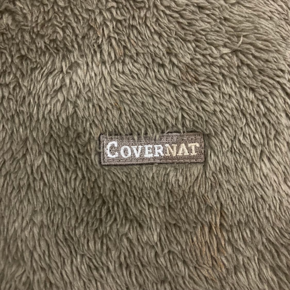 커버낫 베이지 컬러 스멀 로고 보아 후드집업 상품이미지2