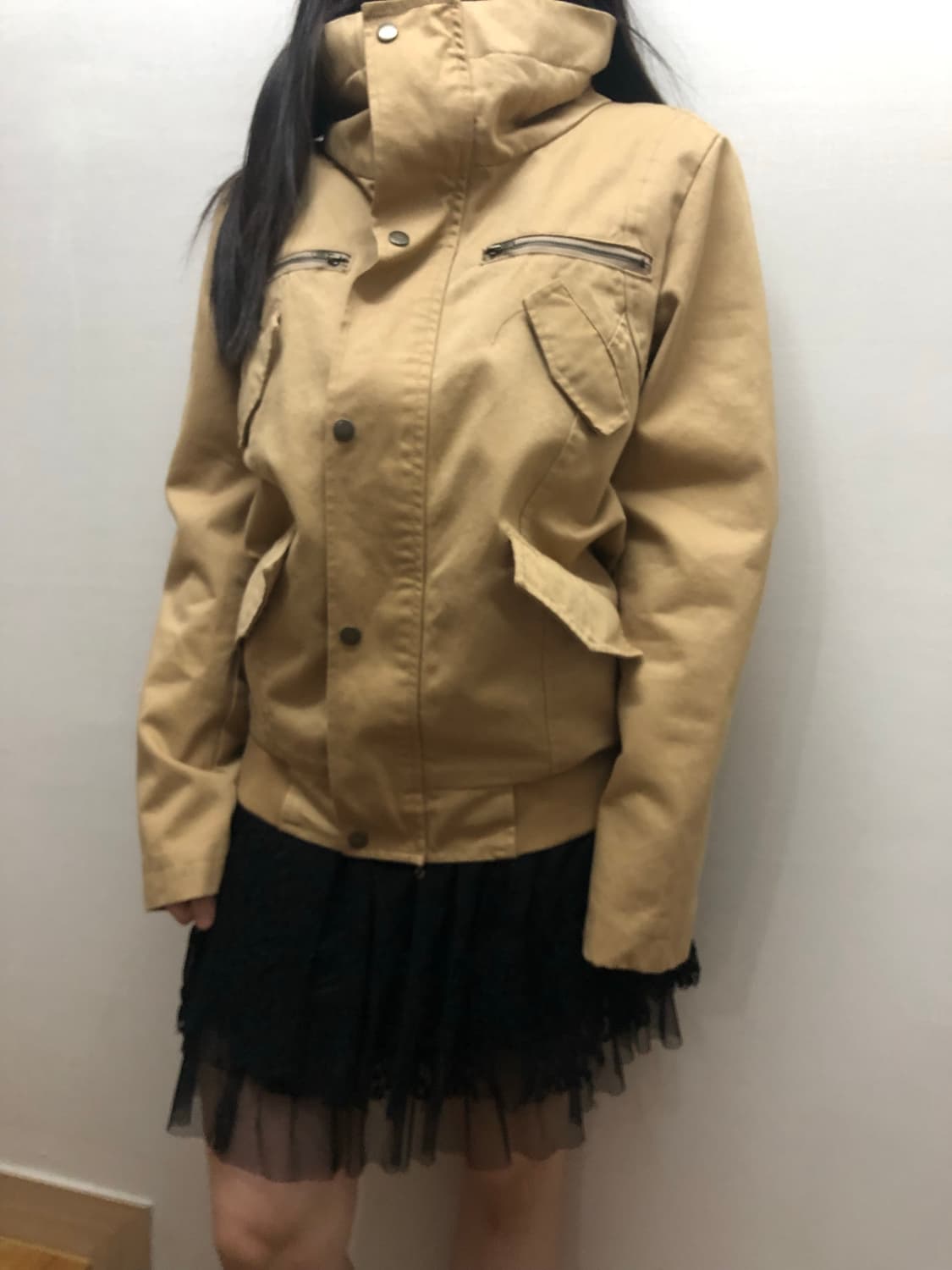 빈티지 베이지 코튼 펑크 자켓 상품이미지2