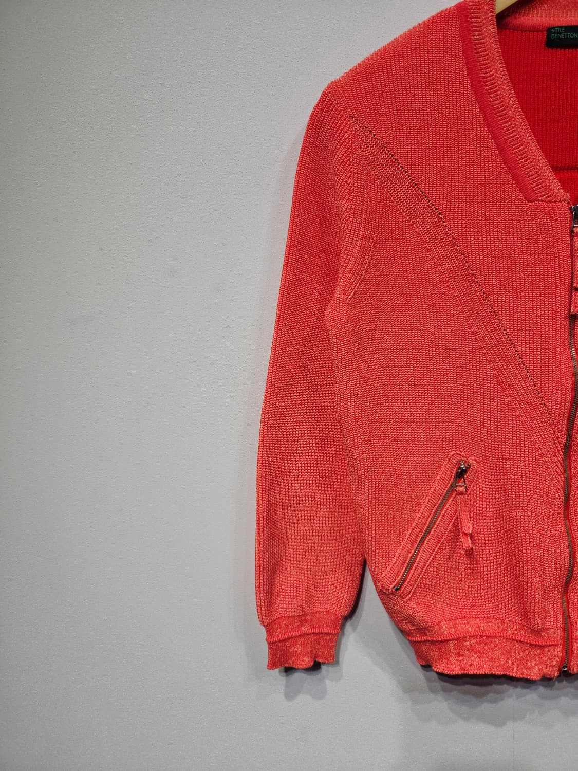 스틸 베네통(STILE BENETTON) 오렌지 니트 집업 가디건 상품이미지4