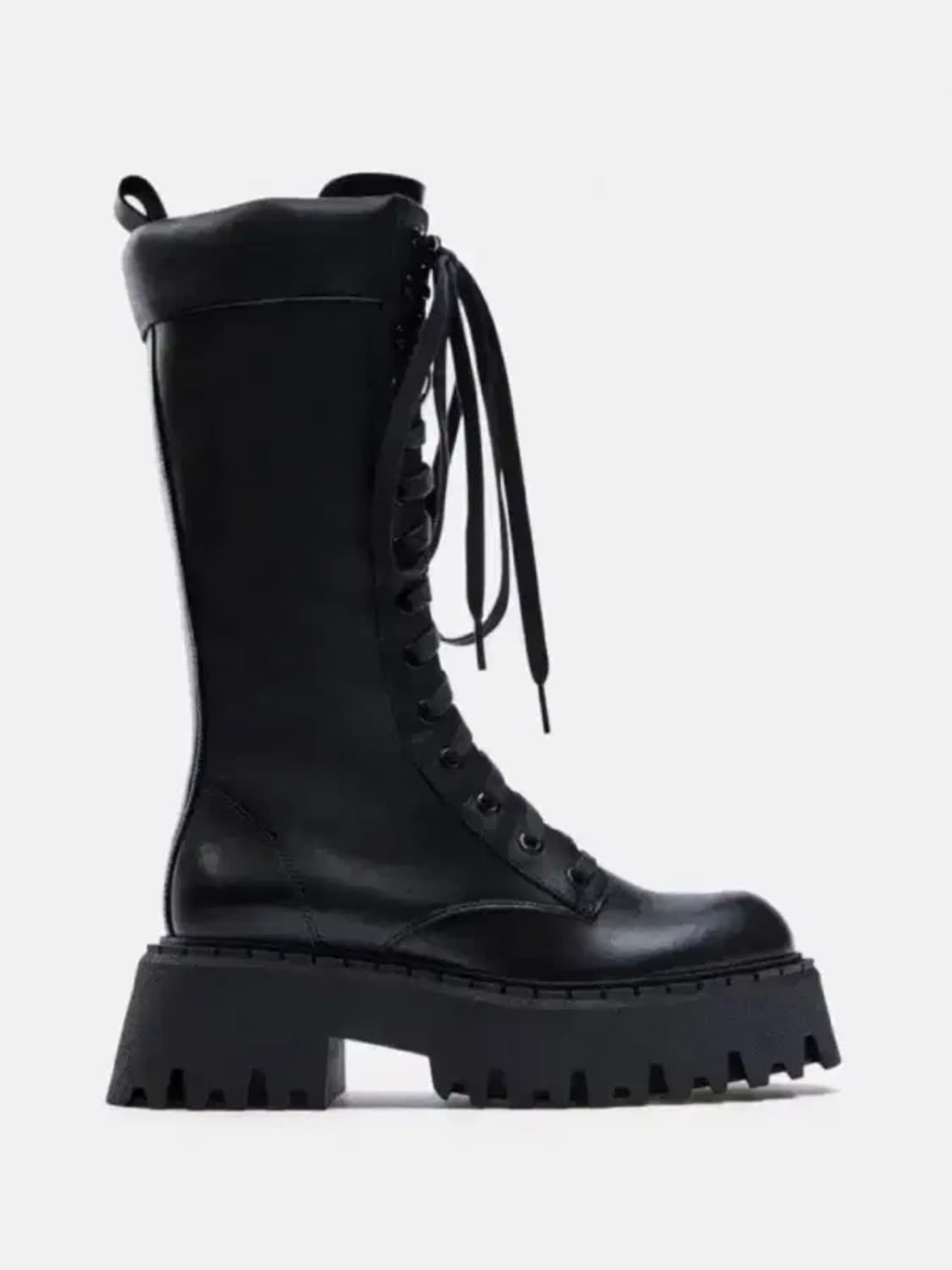 zara 자라 레이스업 트랙솔 레더 부츠 블랙 상품이미지6