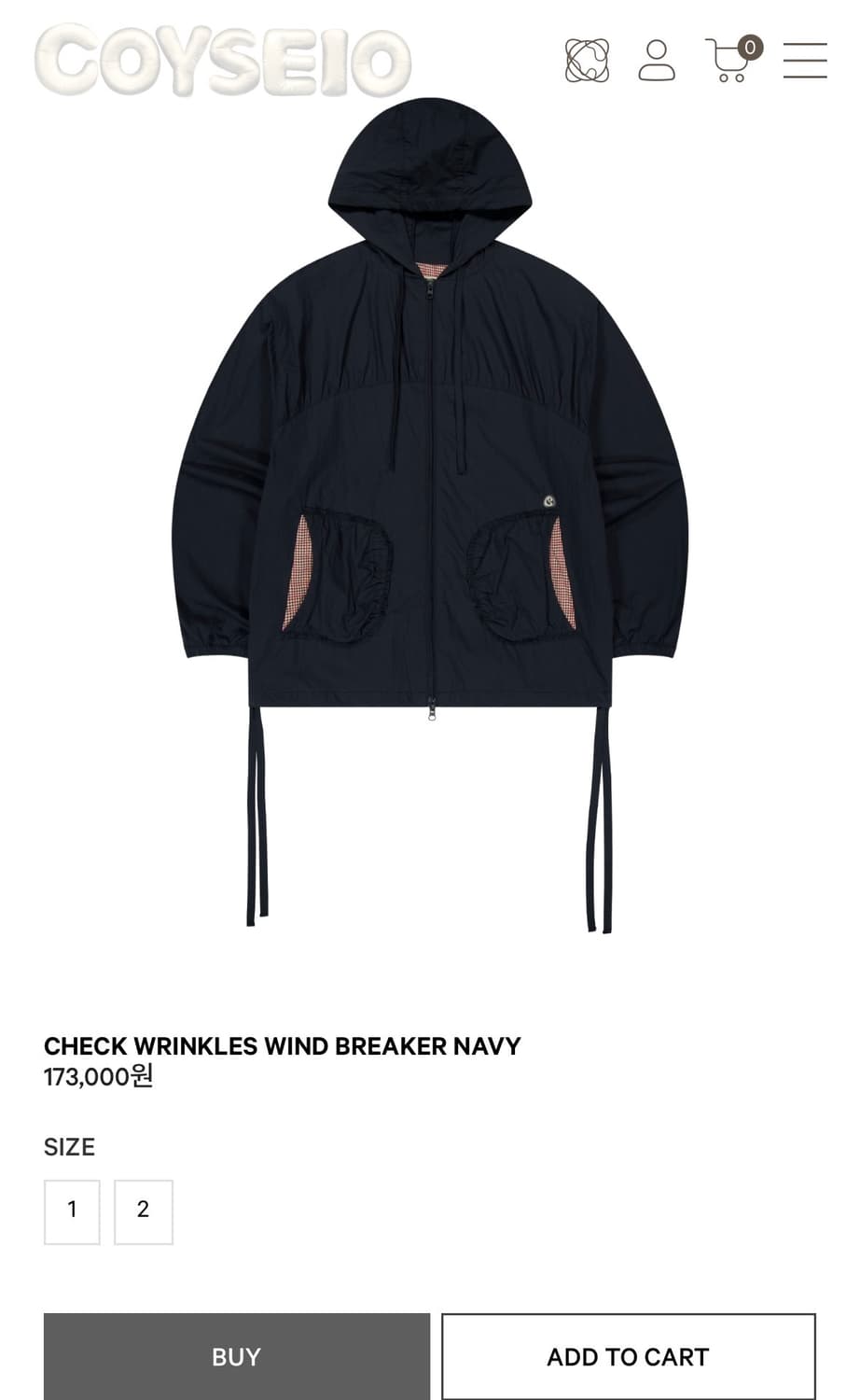 코이세이오 WRINKLES WIND BREAKER NAVY (1) 상품이미지1