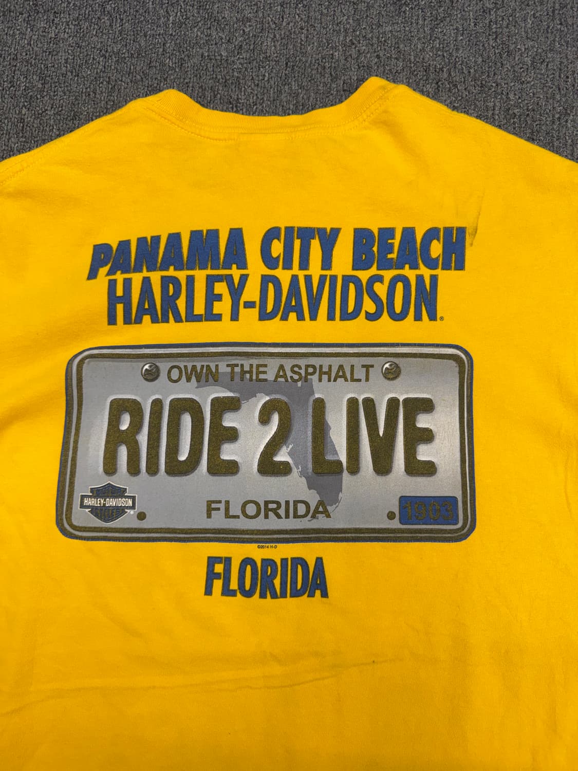 L) 할리데이비슨 빈티지 번호판 프린팅 옐로우 반팔 티셔츠 상품이미지7