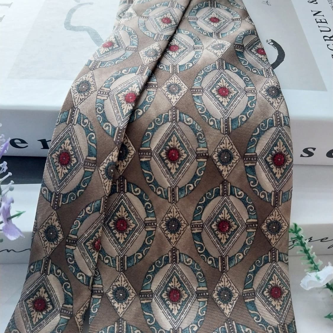 아이그너 실크 브라운 오벌 자카드 넥타이 9.6cm A+등급 K1242
 상품이미지3
