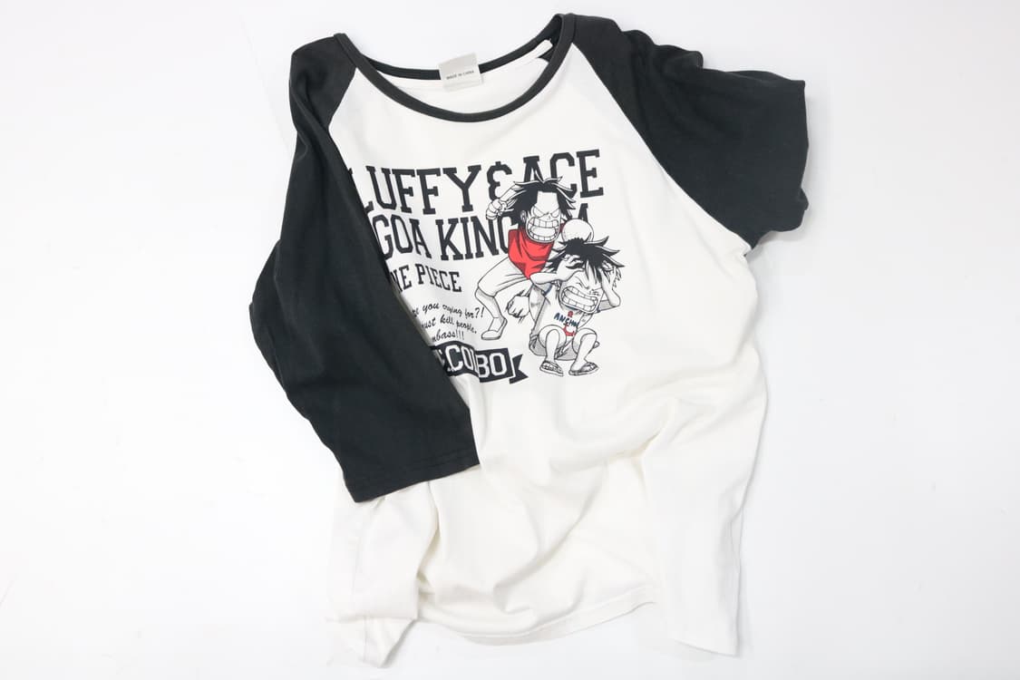 원피스 루피 & 에이스 고아 왕국 빈티지 래글런 7부 티셔츠 (LL) 상품이미지2