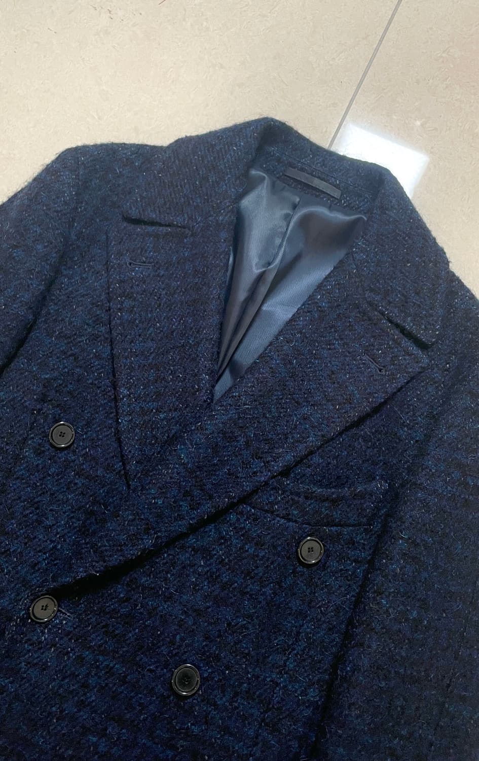 [48] 맨온더분 네이비 부클레 더블 폴로 코트 상품이미지3