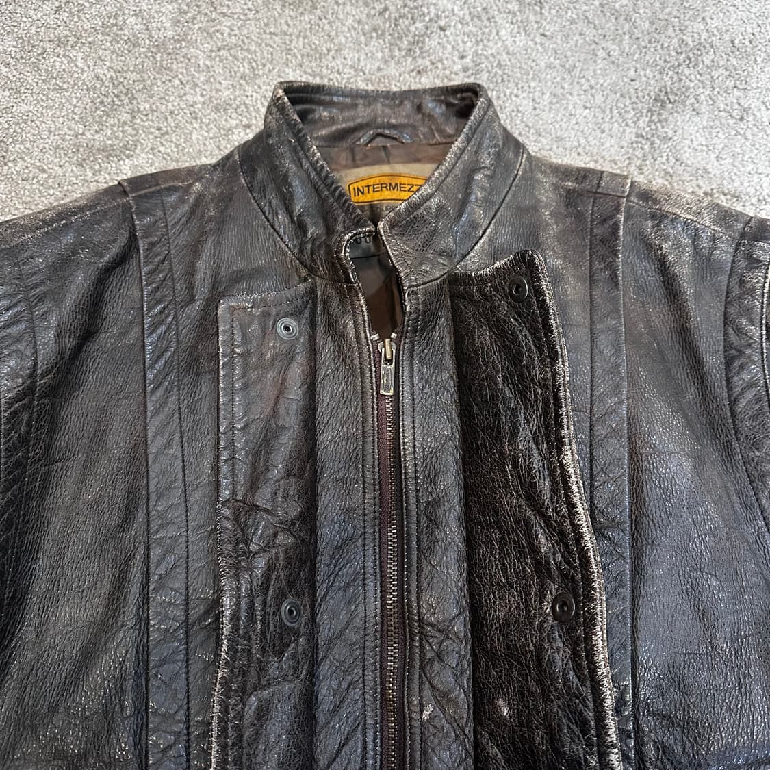 인터메조 브라운 소가죽 봄버 자켓M-L 상품이미지5