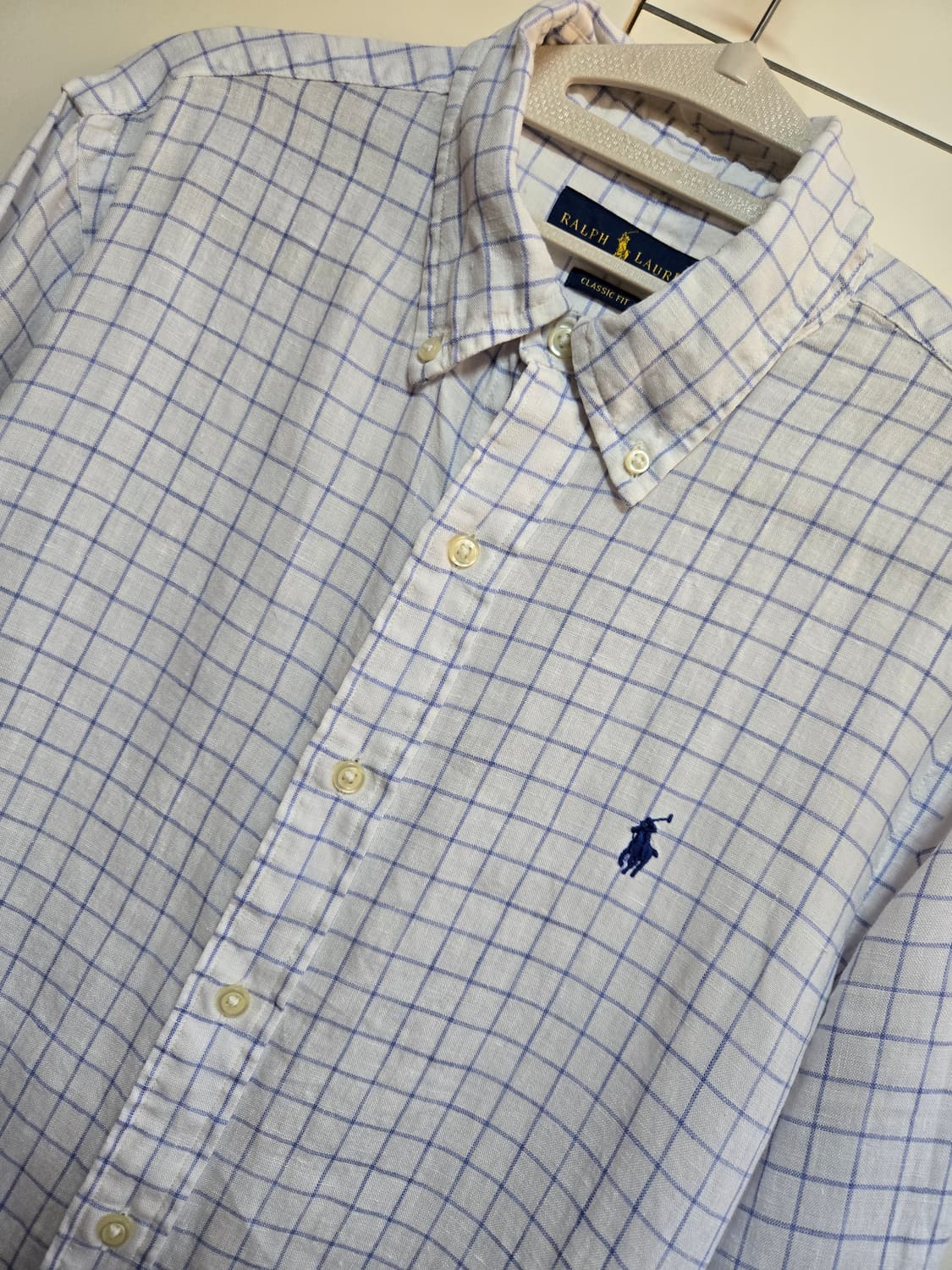폴로 랄프로렌 남성 체크 린넨 셔츠 상품이미지1