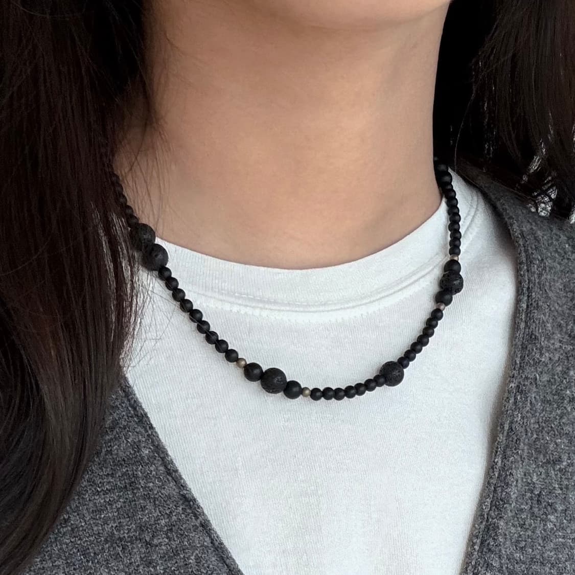 블랙 오닉스 심플라인 원석 목걸이 상품이미지2