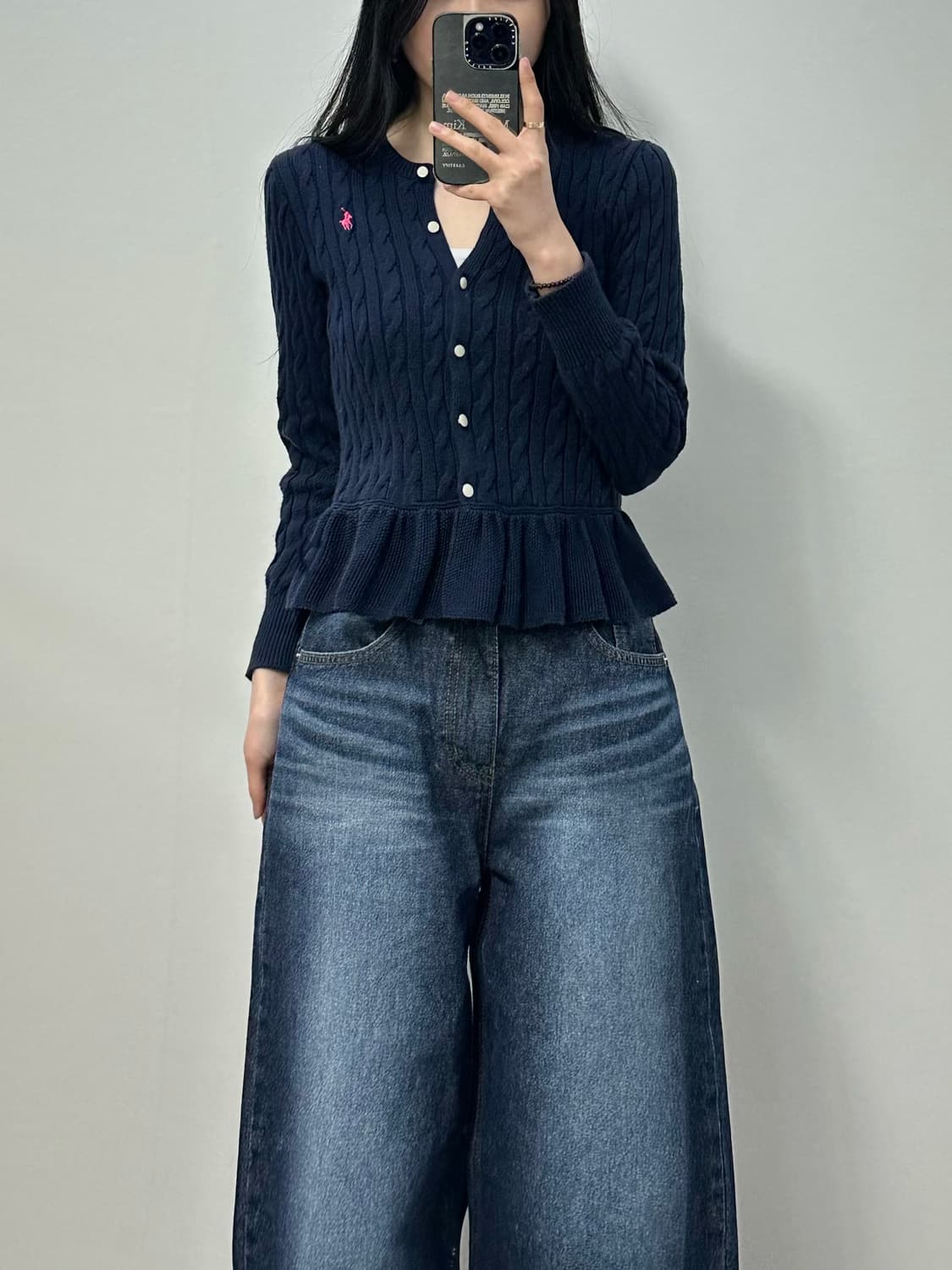 폴로 랄프로렌 네이비 프릴 니트 가디건 상품이미지1