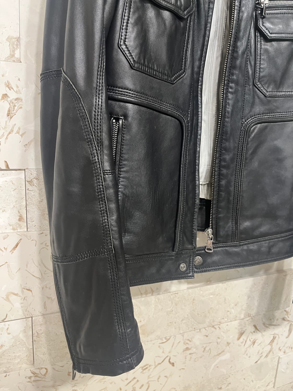 46) 돌체앤가바나 램스킨 레더자켓 상품이미지4