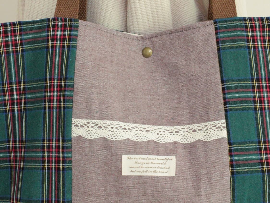 핸드메이드 체크 가방 빅백 상품이미지10