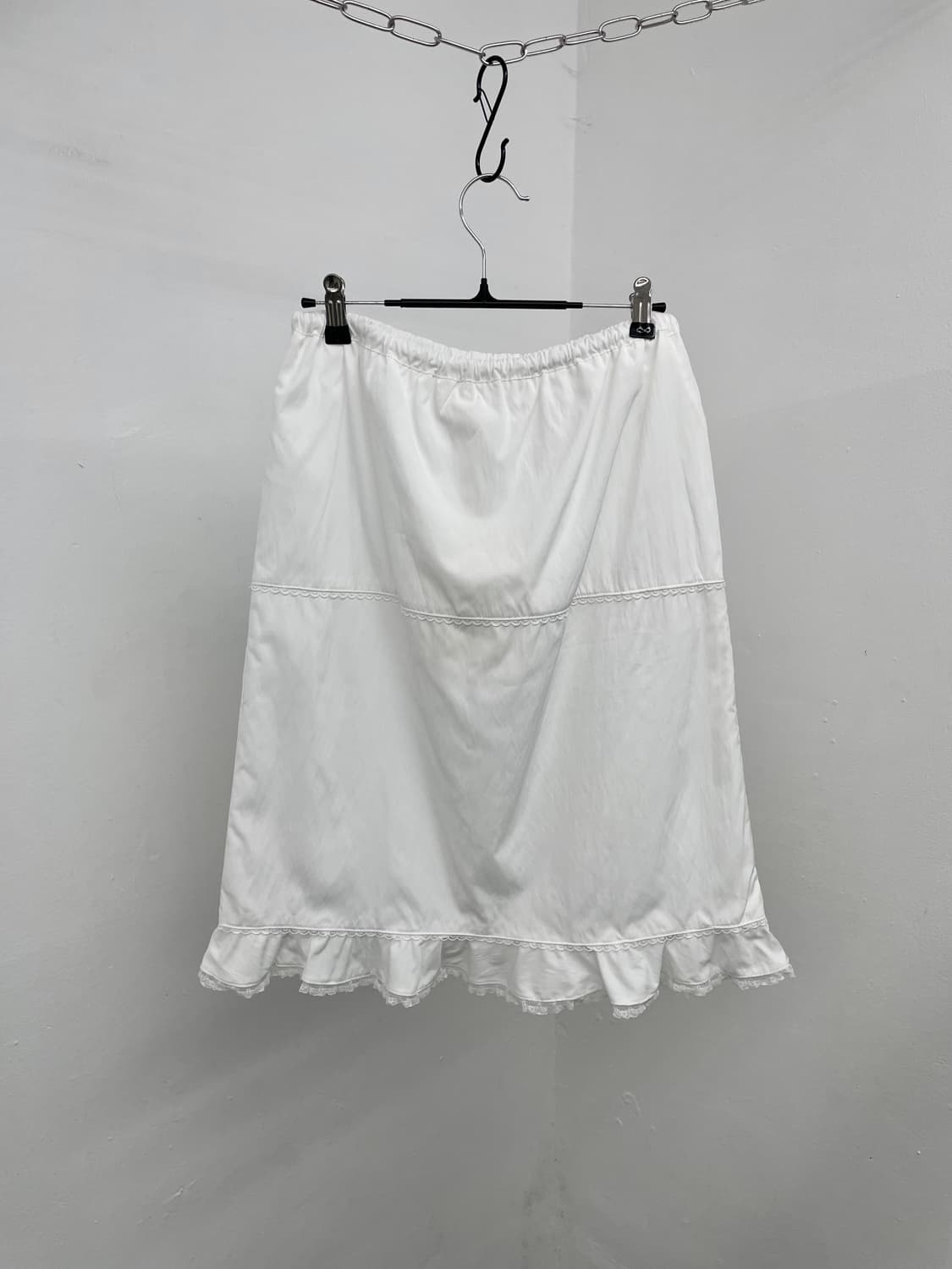 퓨어 화이트 코튼 프릴 스커트 상품이미지4