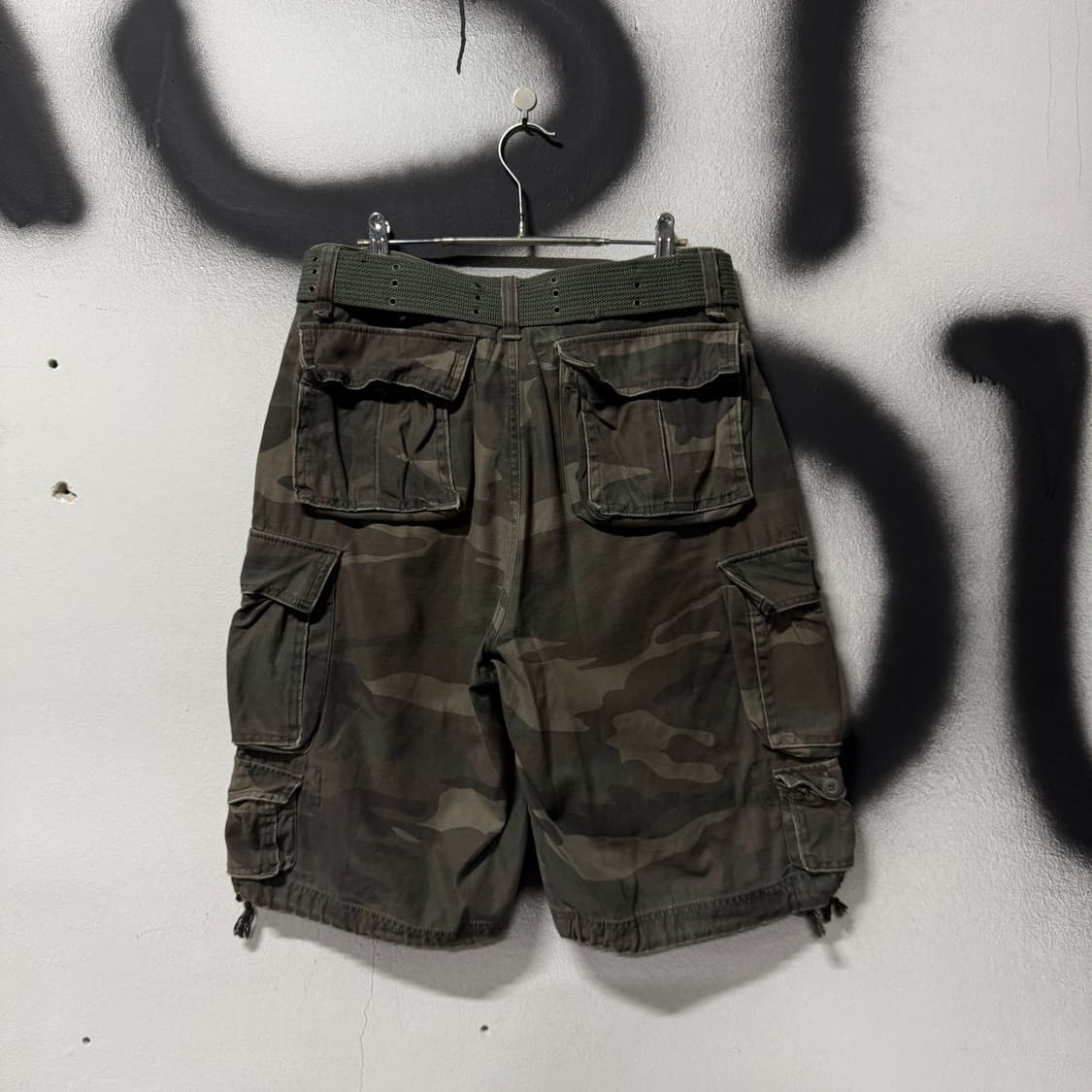 VTG 빈티지 버클 디테일 카모 와이드 카고 쇼츠 팬츠 상품이미지2