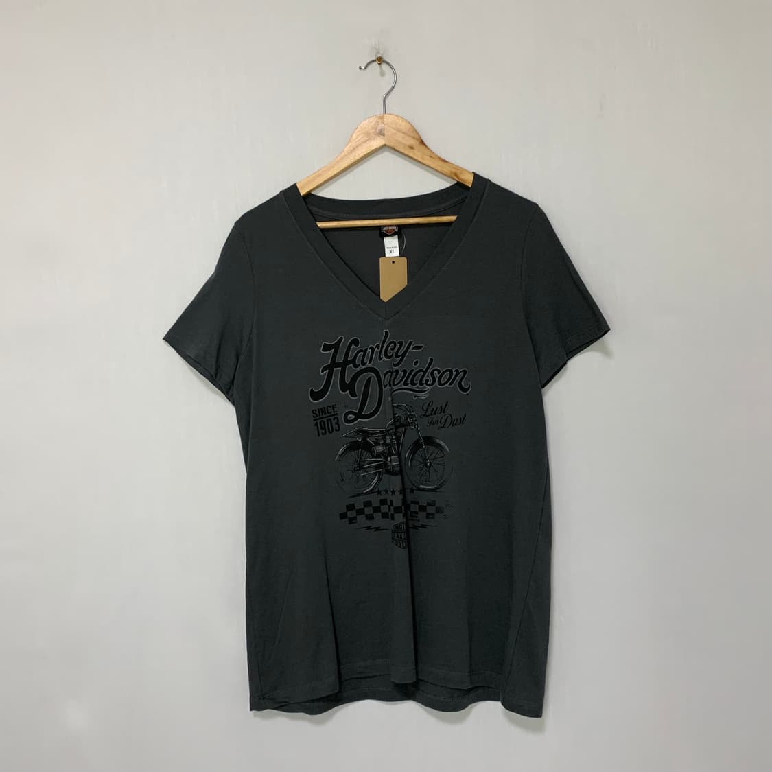 할리데이비슨 빈티지 브이넥 차콜 반팔 티셔츠 XL 상품이미지1