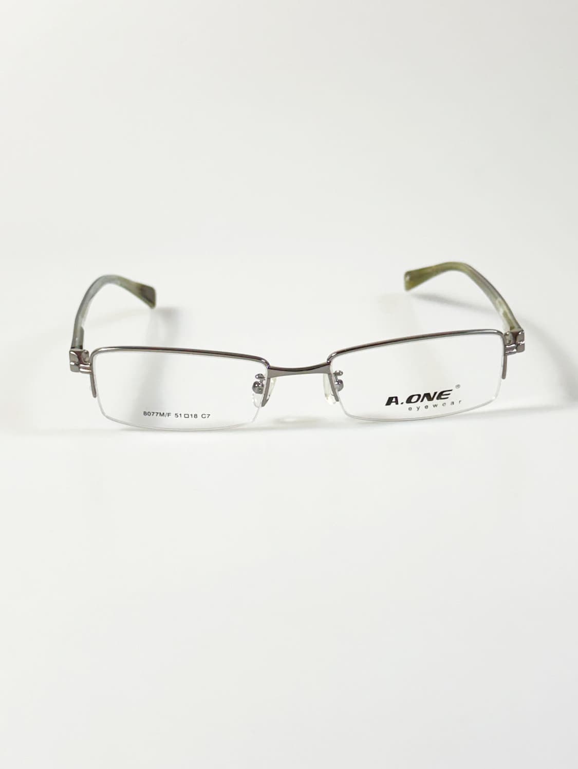 A.ONE 반무테 스퀘어 메탈 프레임 빈티지 안경 상품이미지1