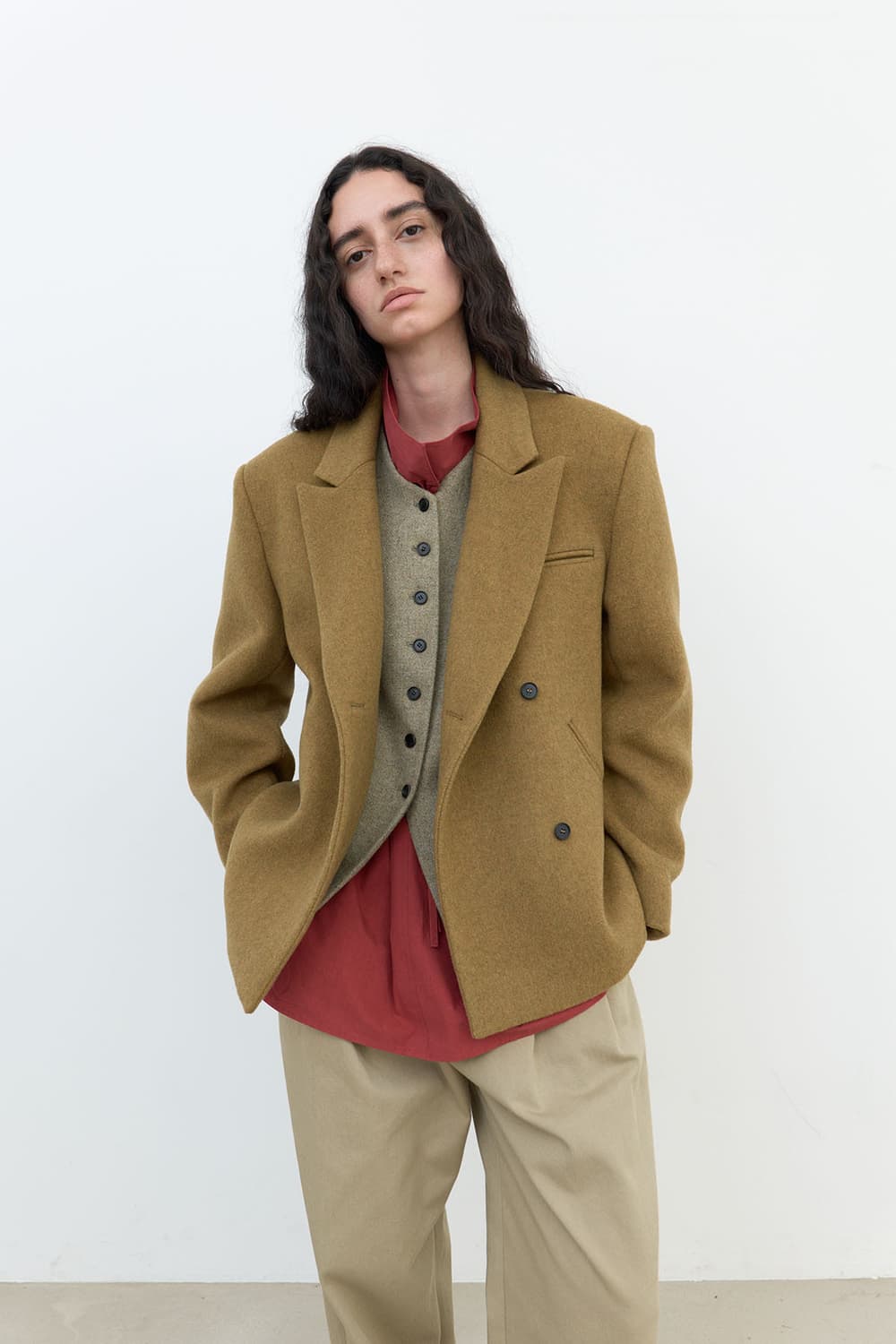 에토스 더블 버튼 자켓 (카키) 상품이미지1